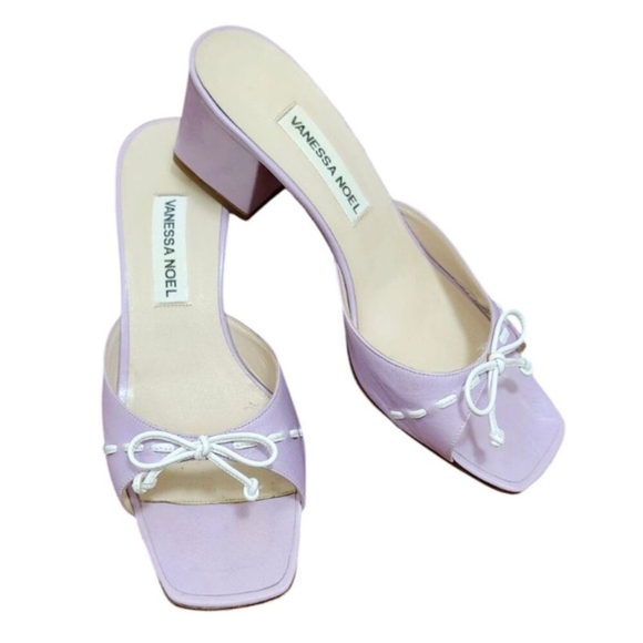 Vanessa Noel leather Block Heel Slides/Mules Size EU 37.5/US 7 - Picture 5 of 11